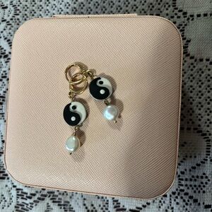 Crumi stuff Yin and Yang Clay and Pearl Earrings
